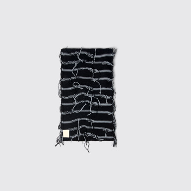 Side view of Knit Scarf Black Intarsia Knit Scarf