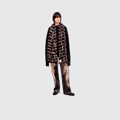 INTARSIA KNIT SCARF Brown Intarsia Knit Scarf