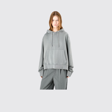 Hoodie Gray Mineral Dye Boxy Hoodie