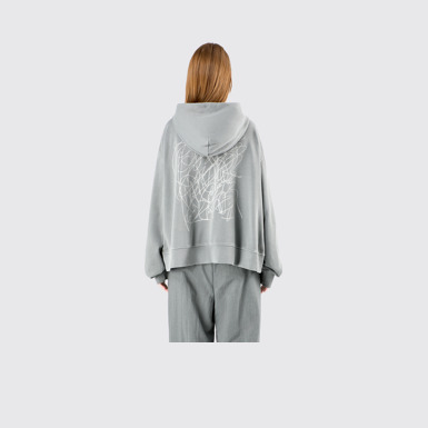 Hoodie Gray Mineral Dye Boxy Hoodie