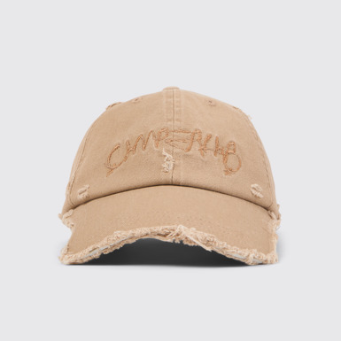 Front view of CAMPERLAB CAP Faded beige distorted washed cap