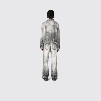 Denim Faded Black Paint Print Denim Jacket