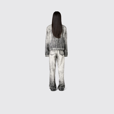 Denim Faded Black Paint Print Denim Jacket