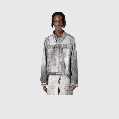 Denim Faded Black Paint Print Denim Jacket