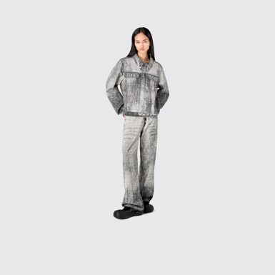 Denim Faded Black Paint Print Denim Jacket