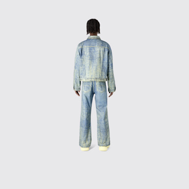 Denim Sand Blue Paint Print Denim Jacket