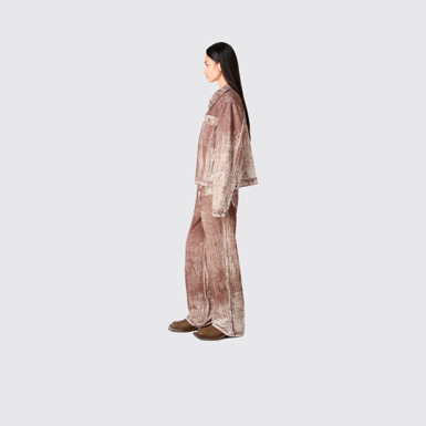Denim Terracotta Paint Print Denim Jacket