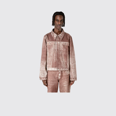 Denim Terracotta Paint Print Denim Jacket