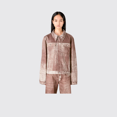 Denim Terracotta Paint Print Denim Jacket