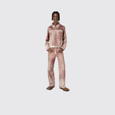 Denim Terracotta Paint Print Denim Jacket