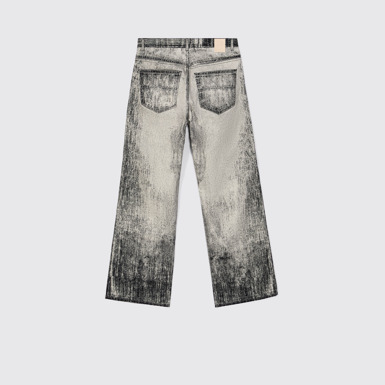 Back view of Denim Faded Black Paint Print Denim Jeans