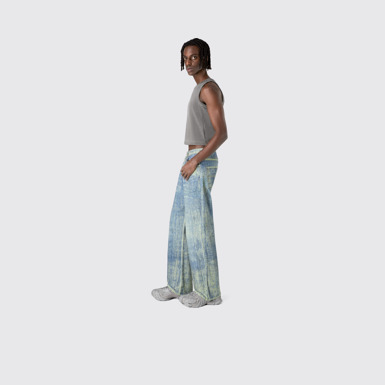 Denim Sand Blue Paint Print Denim Jeans