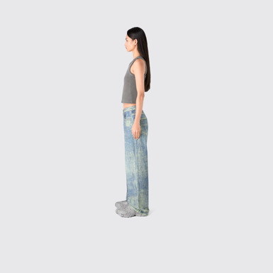 Denim Sand Blue Paint Print Denim Jeans