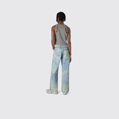 Denim Sand Blue Paint Print Denim Jeans