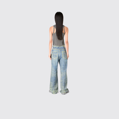 Denim Sand Blue Paint Print Denim Jeans