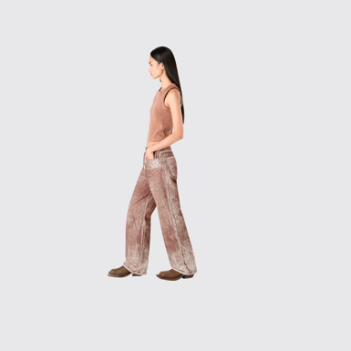 Denim Terracotta Paint Print Denim Jeans