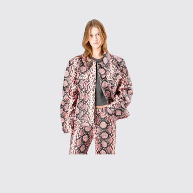 Leather Jacket Pink Snake Leather Jacket