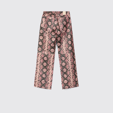 Back view of Leather Trousers Pink Snake Leather Trousers