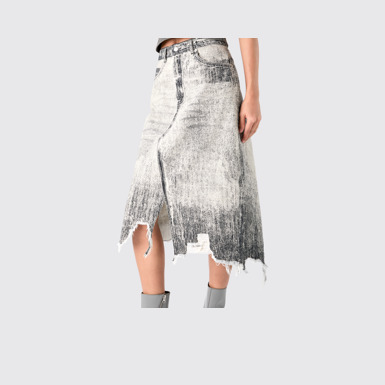 Denim Skirt Faded Black Paint Print Denim Skirt