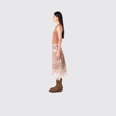 Denim Skirt Terracotta Paint Print Denim Skirt