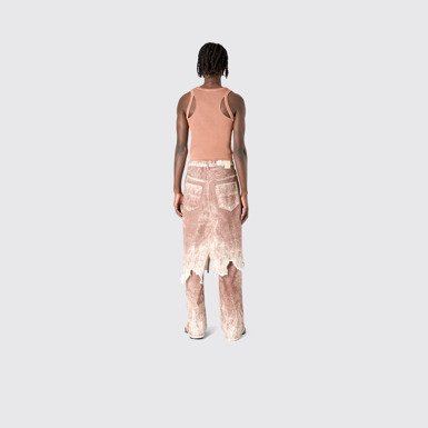 Denim Skirt Terracotta Paint Print Denim Skirt