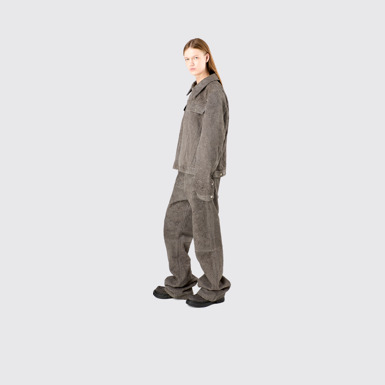 Suede Jacket Gray Wrinkled Suede Leather Jacket