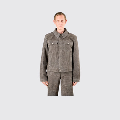 Suede Jacket Gray Wrinkled Suede Leather Jacket