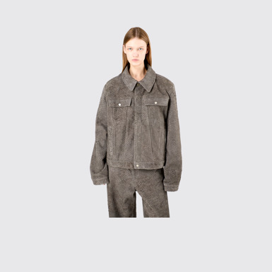 Suede Jacket Gray Wrinkled Suede Leather Jacket