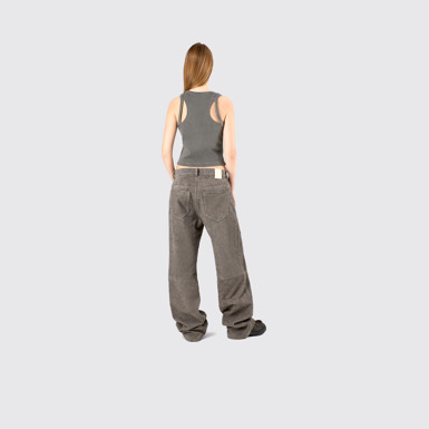 Suede Trousers Gray Wrinkled Suede Leather Trousers