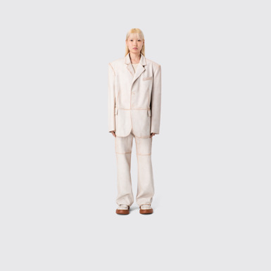 CAMPERLAB LEATHER White cracked leather blazer