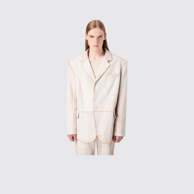 CAMPERLAB LEATHER White cracked leather blazer