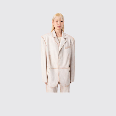CAMPERLAB LEATHER White cracked leather blazer
