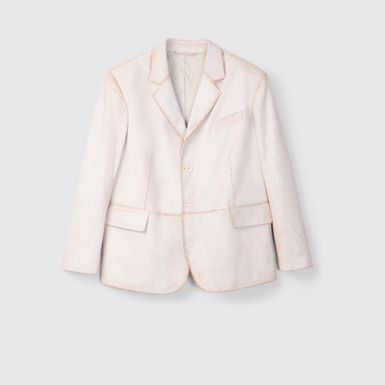Side view of CAMPERLAB LEATHER White cracked leather blazer