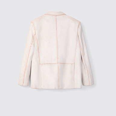 Back view of CAMPERLAB LEATHER White cracked leather blazer