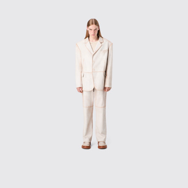 CAMPERLAB LEATHER White cracked leather trousers