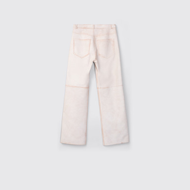 Back view of CAMPERLAB LEATHER White cracked leather trousers