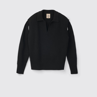 Side view of CAMPERLAB KNIT Black wool-blend Sweater