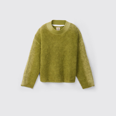 Side view of CAMPERLAB KNIT Green wool-blend Bouclé Jumper