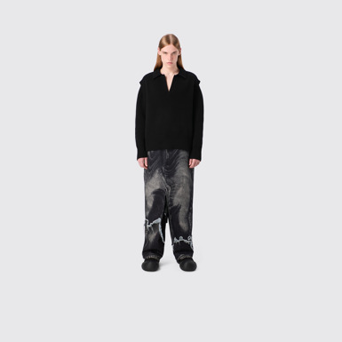 CAMPERLAB DENIM Falda vaquera asimétrica negra y gris