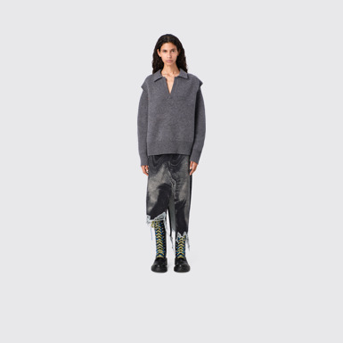 CAMPERLAB DENIM Jupe asymétrique en denim noir-gris