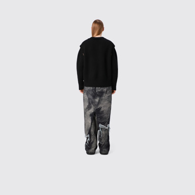 CAMPERLAB DENIM Black-gray asymmetric denim skirt