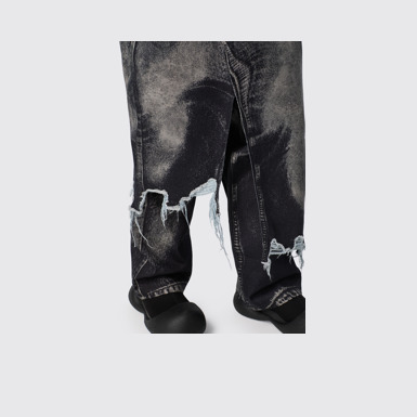 CAMPERLAB DENIM Black-gray asymmetric denim skirt