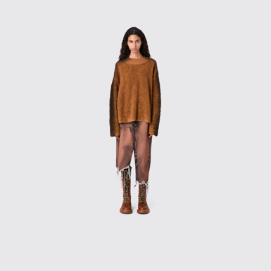 CAMPERLAB DENIM Jupe asymétrique en denim marron-noir
