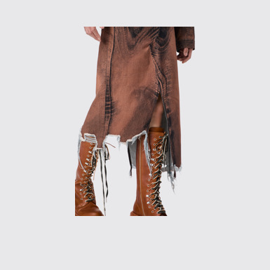 CAMPERLAB DENIM Brown-black asymmetric denim skirt