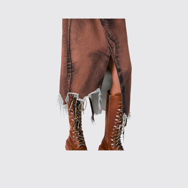 CAMPERLAB DENIM Brown-black asymmetric denim skirt