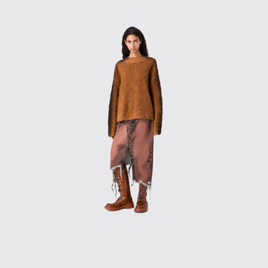 CAMPERLAB DENIM Brown-black asymmetric denim skirt