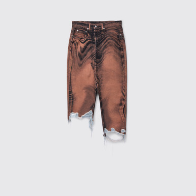 CAMPERLAB DENIM Jupe asymétrique en denim marron-noir