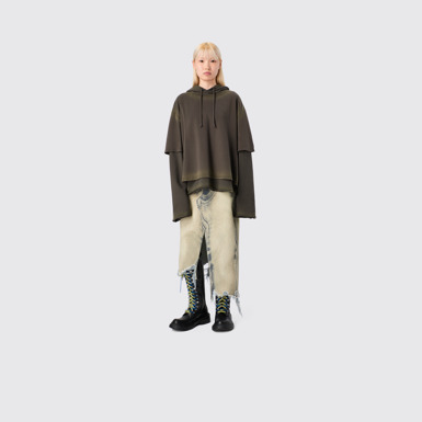 CAMPERLAB DENIM Sand-black asymmetric denim skirt