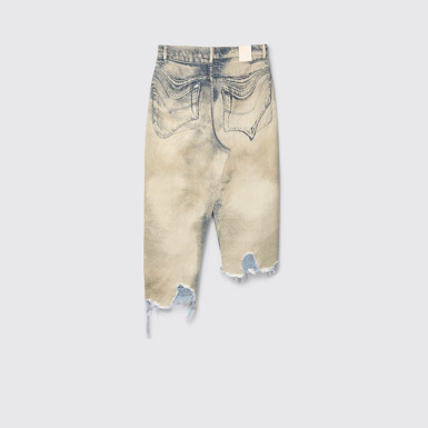 Back view of CAMPERLAB DENIM Sand-black asymmetric denim skirt