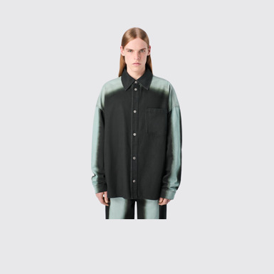 CAMPERLAB DENIM Black denim shirt with printed spray effect